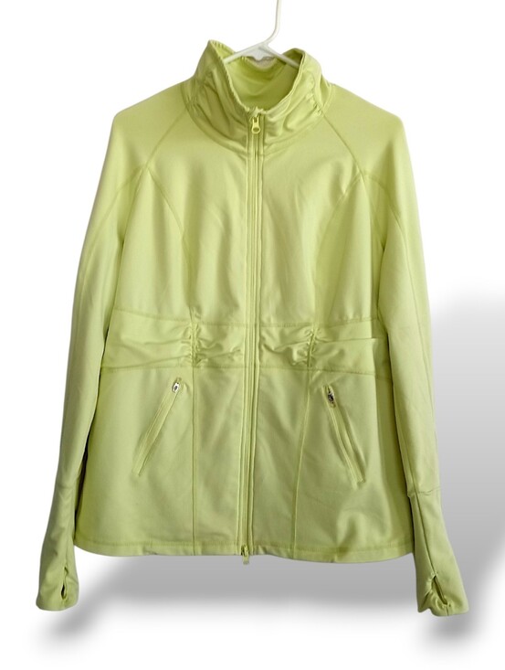Zella Tops - Zella Lime Green Workout Jacket Stretchy Neon Activewear Hiking Ruched Gorpcore